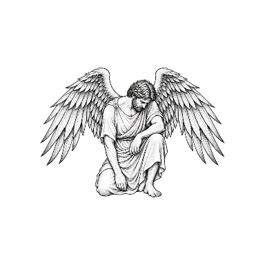 Icarus Kneeling with Wings Tattoo planner element
