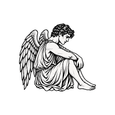 Icarus Seated Winged Figure Tattoo planner element