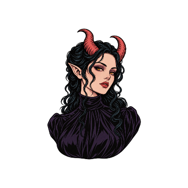 Succubus Horned Portrait Tattoo planner element