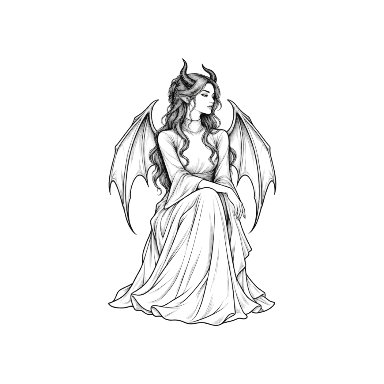 Succubus Seated Guardian Tattoo planner element