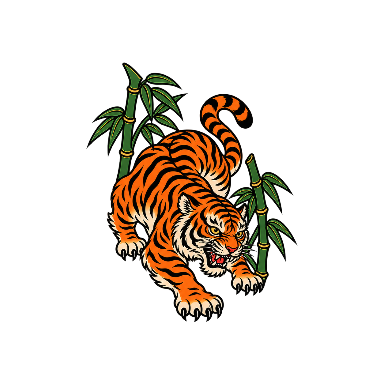 Japanese Tiger with Bamboo Tattoo planner element
