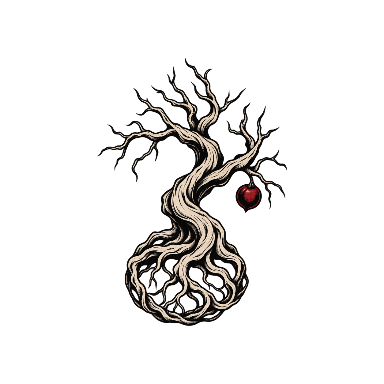 Twisted Tree Whose Roots Form a Contained Circular Base Tattoo planner element