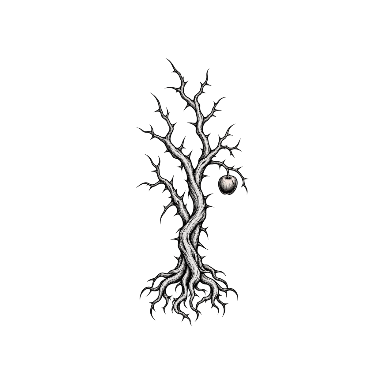 Narrow Thorny Tree with Split Trunk and Apple Tattoo planner element