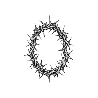 Oval Crown of Thorns with Open Center and Clean Black Linework Tattoo planner element