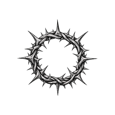 Engraved Circular Crown of Thorns with Alternating Long and Short Thorns Tattoo planner element
