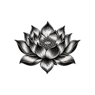 Black Lotus Flower in Full Bloom with Layered Petals Tattoo planner element
