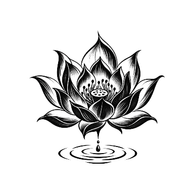 Black Lotus Flower Above a Small Ripple Ring Tattoo planner element
