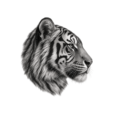 Tiger head in side profile looking horizontally Tattoo planner element