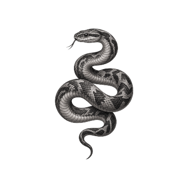 Exactly one snake in an open coil, one distinct head and tail, no fused anatomy Tattoo planner element
