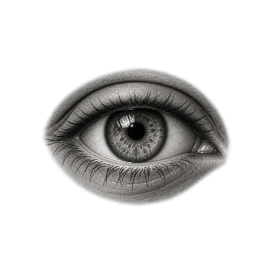 Exactly one forward-looking eye motif with complete eyelids, no surrounding face Tattoo planner element