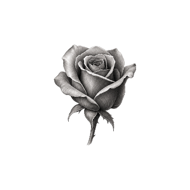Miniature rose blossom, simplified nonessential texture, compact silhouette Tattoo planner element