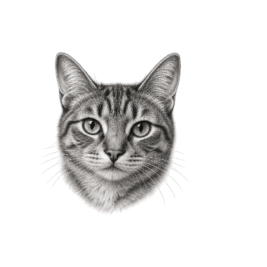 Original ordinary domestic cat head, not a beckoning cat, no reference portrait Tattoo planner element