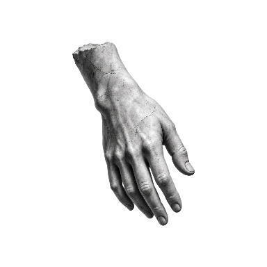 Original sculpted stone hand, relaxed simple gesture, anatomically correct exactly five fingers Tattoo planner element