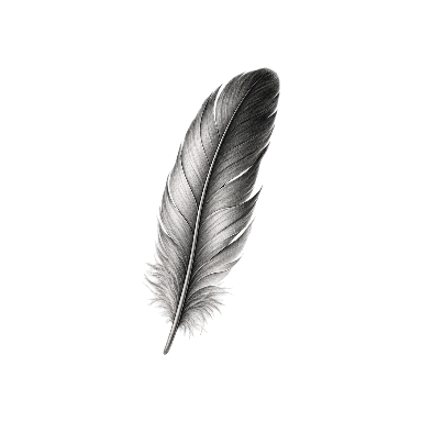 Exactly one feather with one central shaft and simplified layered vanes Tattoo planner element