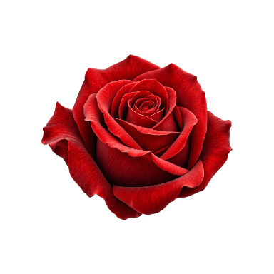 Oblique red rose single flower bloom, natural deep-to-light red transitions Tattoo planner element