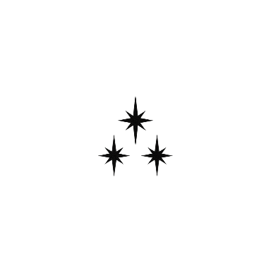 Exactly three small solid black stars in a tight triangular arrangement, one movable group Tattoo planner element