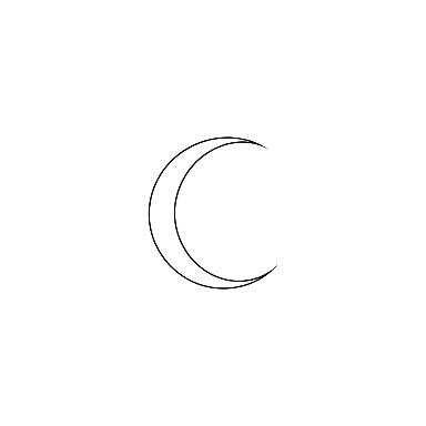Small fine-line crescent moon with clear empty space on the inner side Tattoo planner element
