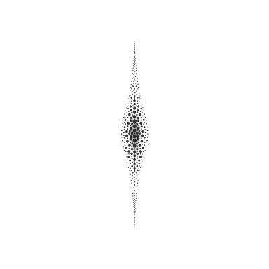 Short slim elongated dotwork ornament with density gradient and two tapered ends Tattoo planner element