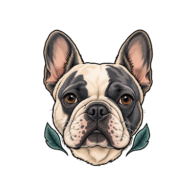 Neo Traditional French Bulldog Tattoo planner element