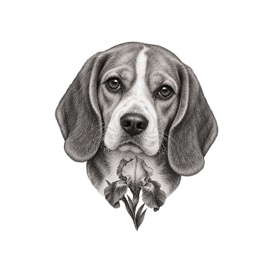 Black and Grey Beagle Tattoo planner element