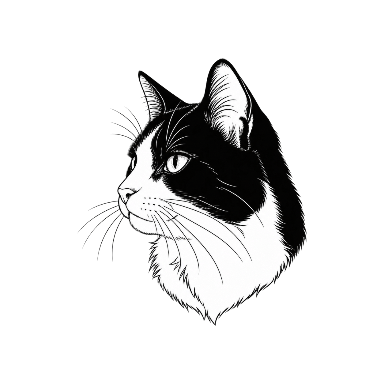 Fine Line Tuxedo Cat Tattoo planner element