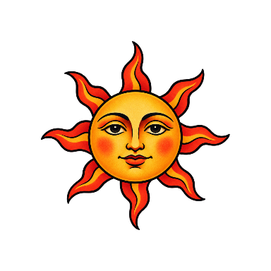 Warm Faced Old School Sun Tattoo planner element