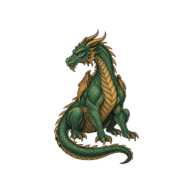 Seated Jade Neo Traditional Dragon Tattoo Planner element