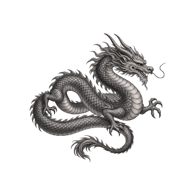 Coiled Grey Eastern Dragon Tattoo Planner element