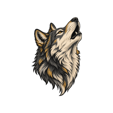 Howling Neo Traditional Wolf Tattoo Planner element