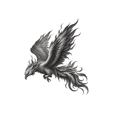 Black-and-Grey Diving Phoenix Tattoo Planner element
